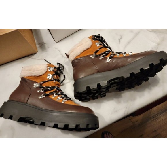 Urban Outfitters UO Size 10 Women's Boots Tina Colorblock Sherpa Hiker $99 NIB - Picture 2 of 6